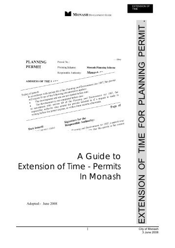 EXTENSION OF TIME FOR PLANNING PERMIT . - City of Monash