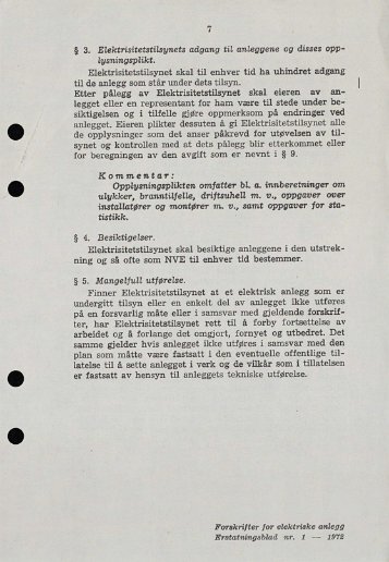 Forskrifter for elektriske anlegg 1972