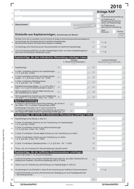 Anlage KAP 2010 - Steuertipps.de