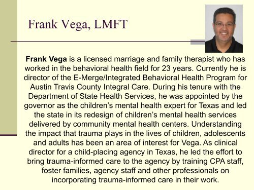 Frank Vega, LMFT - Hogg Foundation for Mental Health
