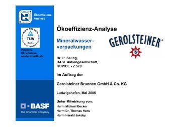 Ökoeffizienz-Analyse - Gerolsteiner Mineralwasser