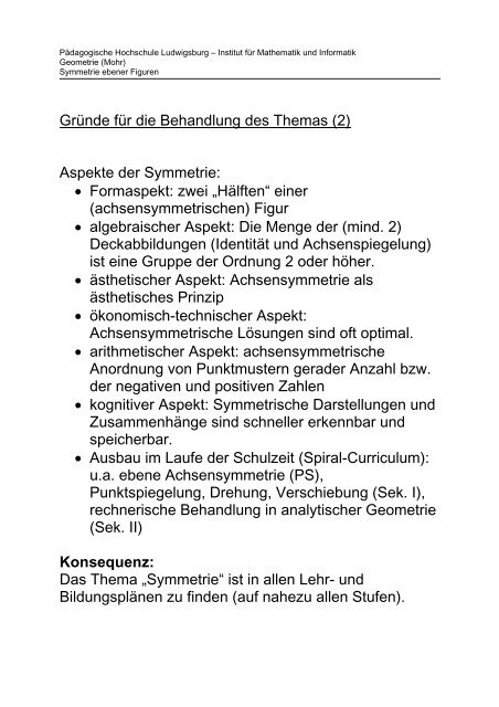 Symmetrie im geometrischen Kontext - Mohr.lehrer.belwue.de