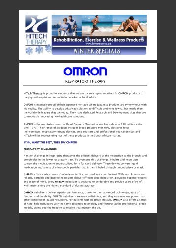 OMRON Respiratory Launch Specials - HiTech Therapy