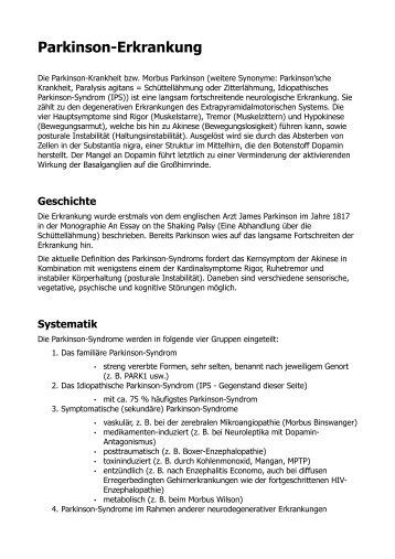 Parkinson-Erkrankung - Gemeinschaftspraxis Jesuitenhof