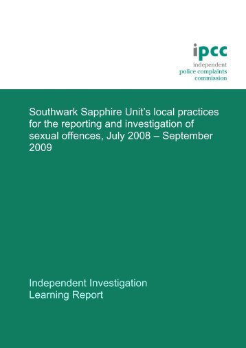 Southwark Sapphire Unit's local practices for the reporting and ...