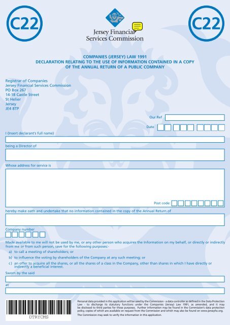 52055 Form C22 - the Jersey Financial Services Commission
