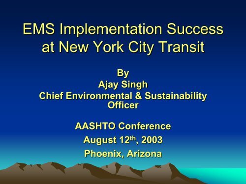 EMS Implementation Success at New York City Transit - Center for ...