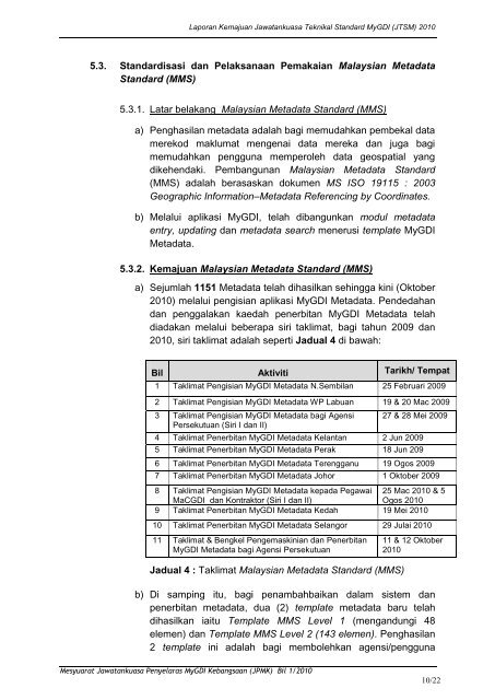 laporan kemajuan jawatankuasa kerja teknikal mengenai - Malaysia ...