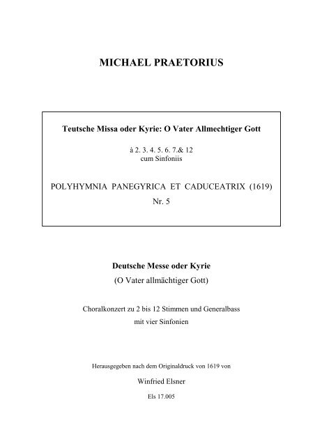 Teutsche Missa oder Kyrie - Michael Praetorius