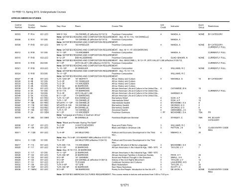 UCB Online Schedule of Classes: Search Results