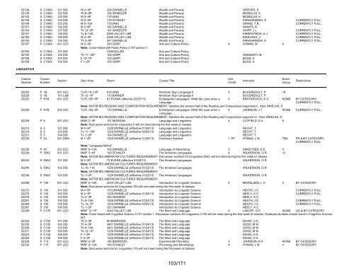 UCB Online Schedule of Classes: Search Results