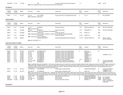 UCB Online Schedule of Classes: Search Results