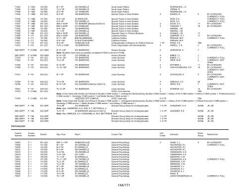 UCB Online Schedule of Classes: Search Results