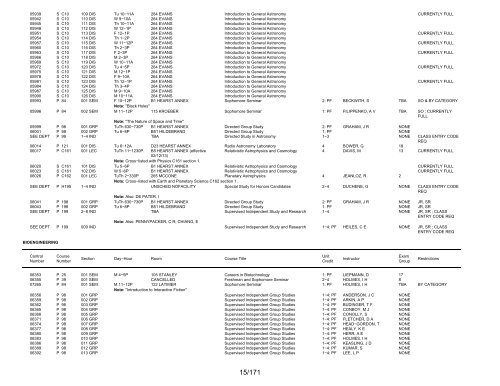 UCB Online Schedule of Classes: Search Results