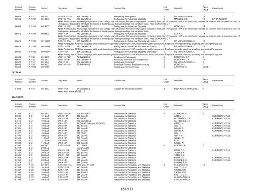 UCB Online Schedule of Classes: Search Results