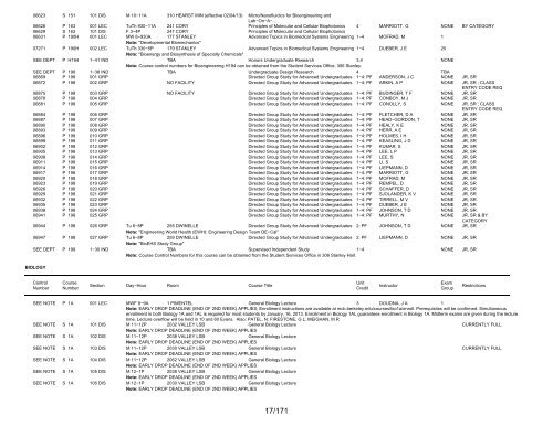 UCB Online Schedule of Classes: Search Results