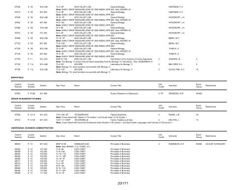 UCB Online Schedule of Classes: Search Results