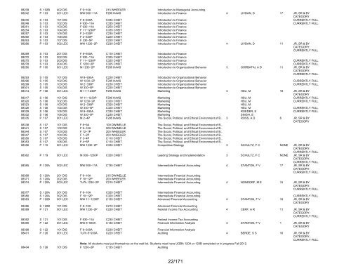 UCB Online Schedule of Classes: Search Results