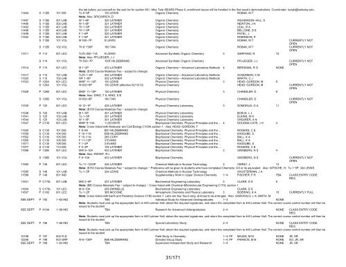 UCB Online Schedule of Classes: Search Results