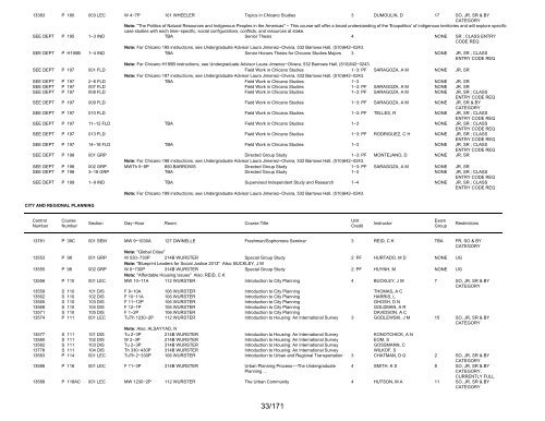 UCB Online Schedule of Classes: Search Results