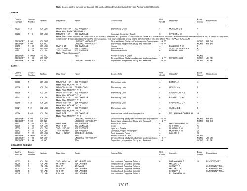 UCB Online Schedule of Classes: Search Results