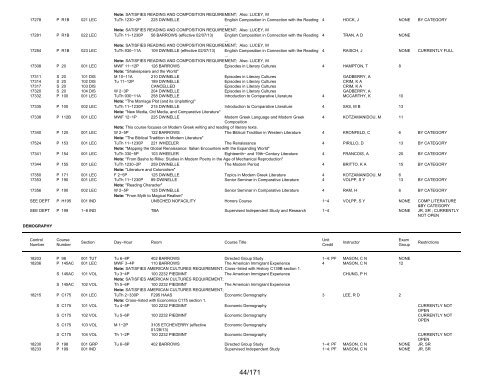 UCB Online Schedule of Classes: Search Results