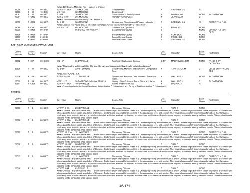 UCB Online Schedule of Classes: Search Results