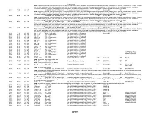 UCB Online Schedule of Classes: Search Results