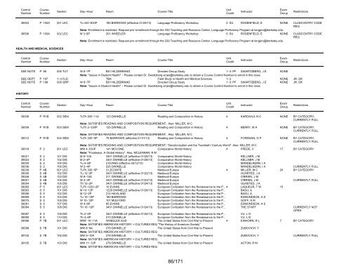 UCB Online Schedule of Classes: Search Results