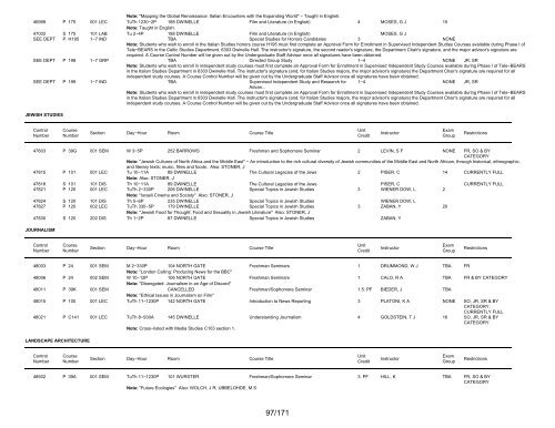 UCB Online Schedule of Classes: Search Results