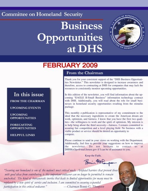 February 2009-DHS Business Opportunities - Committee on ...