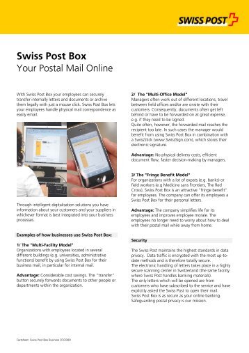 Swiss Post Box, Your Postal Mail Online