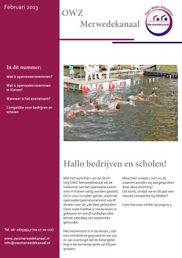 OWZ Merwedekanaal Hallo bedrijven en scholen! - Open water ...