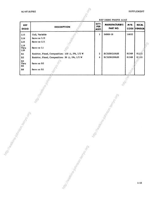 WJ-8718/PRE option manual - Watkins-Johnson - Terryo.org