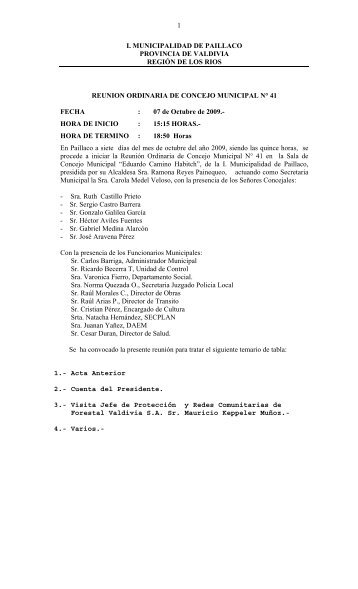 Acta SesiÃ³n Ordinaria NÂº41. 07-10-2009 - Ilustre Municipalidad de ...