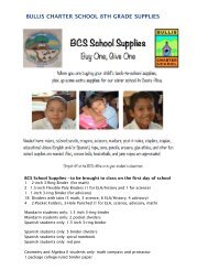 BULLIS CHARTER SCHOOL 8TH GRADE SUPPLIES