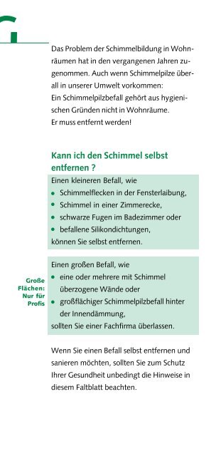 Flyer Schimmel richtig entfernen - Gesundheitsamt Bremen