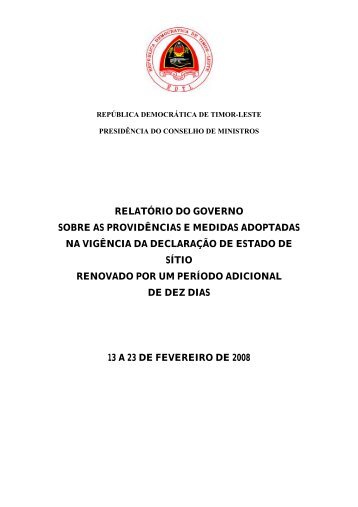 Relatório do Governo - Governo de Timor-Leste