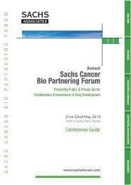 Sachs Cancer Bio Partnering Forum - Sachsforum.com