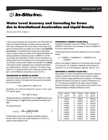 Water Level Accuracy and Correcting for Errors due to ... - In-Situ Inc.
