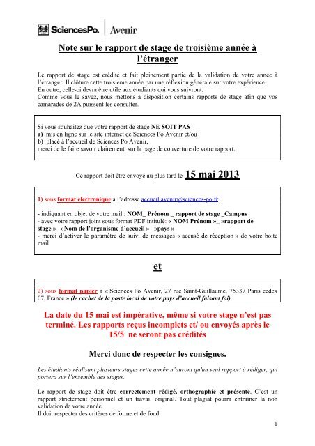 rapport de stage  Sciences Po