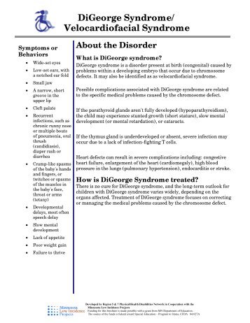 DiGeorge Syndrome - MN Low Incidence Projects