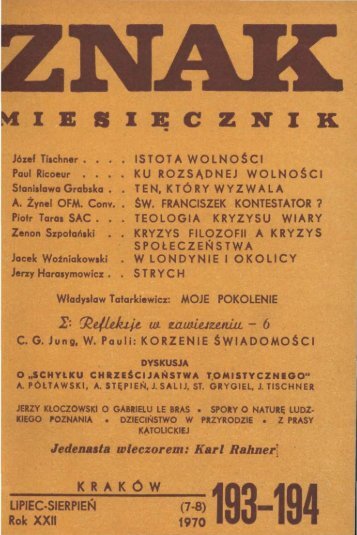 Nr 193-194, lipiec-sierpieÅ 1970 - Znak