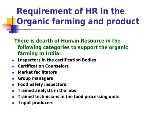 HRD in Organic Farming and Organic Products