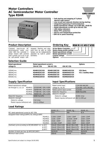 Motor Controllers AC Semiconductor Motor Controller Type RSHR