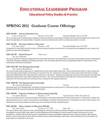 SPRING 2012 Graduate Course Offerings