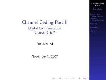 Channel Coding Part II - Digital Communication Chapter 6 & 7 - Unik