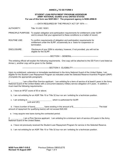 Annex L To Dd Form 4 Student Loan Montana Army National Guard Annex L To Dd Form 4 Student Loan Montana Army National Guard