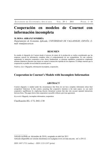 CooperaciÃ³n en modelos de Cournot con informaciÃ³n incompleta
