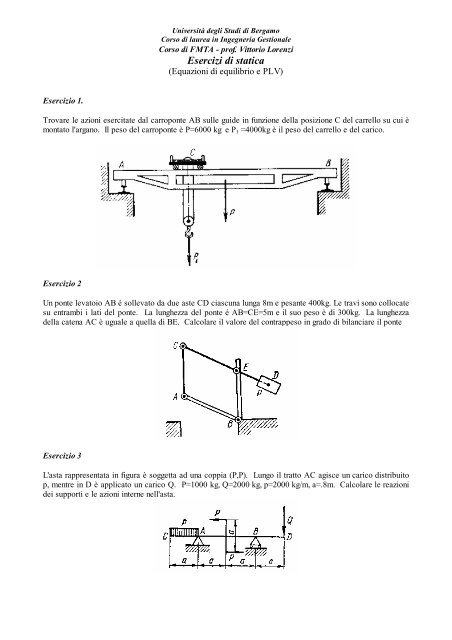 Esercizi di statica